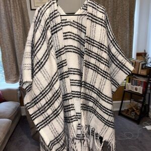 Aerie Black and White Plaid Cardigan